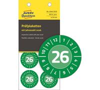 AVERY Zweckform Plaquettes de contrôle 2026 NoPeel vert 20 mm 120 étiquettes