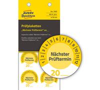 AVERY Zweckform Plaquettes de contrôle "Prochaine date de contrôle" jaune 30 mm 80 étiquettes