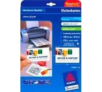 Avery 10 feuilles A4 270 g/m² Quick&Clean pour 100 cartes de visite 85 x 54 mm Blanc satiné