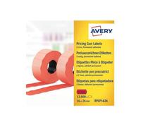 Avery Étiquettes pistolet 2 lignes adhésives permanentes rouges (10x1200, 26x16mm)