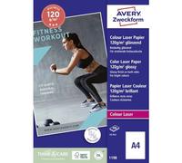 Avery - 1198-200 Feuilles de Papier Photo Supérieur Blanc Brillant 120g/m² A4 - Impression Laser