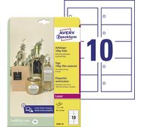 Avery-Zweckform T3001-10 Étiquettes pour pendentif 90 x 50 mm Polyester blanc 100 pc(s) colle temporaire imprimante laser couleur