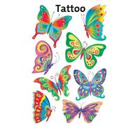 AVERY Zweckform Tatouages 56742 – Lot 8 papillons multicolores 76x120 mm adhésifs imperméables