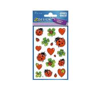 AVERY Zweckform Z Design Stickers "Coccinelle avec trèfle" 3 feuilles de 19 stickers