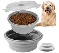 AVERYDAY Lot de 2 gamelles hermétiques pliables pour chien avec couvercles, 1,927,8 g - Gamelles de voyage portables pour chiens de grande et moyenne taille - Gamelle en silicone pour nourriture et