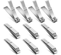 AVERZELLA Lot de 10 grands coupe-ongles en acier inoxydable pour hommes et femmes adultes, coupe-ongles à bord droit pour ongles épais, 8 x 1,5 cm de long manche (argenté)