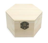 AVESON Boîte à bijoux hexagonale en bois brut uni 6,4 x 7 cm
