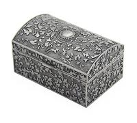 Aveson Boîte à bijoux rectangulaire en métal de style vintage, cadeau pour fille et femme, couleur étain vieilli