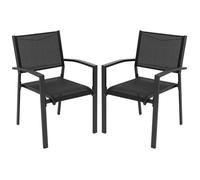 Avestar Ensemble de 2 Chaises de Jardin Extérieur en Textilène Respirant, Fauteuil, Chaises de Table de Jardin, Chaise Empilable pour Toutes Les Conditions Météorologiques, Noir