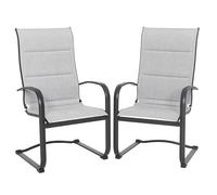 Avestar Chaises de Jardin en Textilene Lot de 2 - Dossier Haut, siège Extra-Large, rembourré - Cadre métallique, mécanisme à Ressort en C - pour terrasse, Patio, Jardin ou véranda - Gris