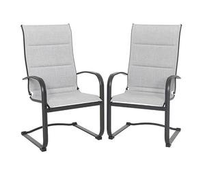 Avestar Chaises de Jardin en Textilene Lot de 2 - Dossier Haut, siège Extra-Large, rembourré - Cadre métallique, mécanisme à Ressort en C - pour terrasse, Patio, Jardin ou véranda - Gris