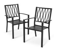 Avestar Chaises de Jardin, Lot de 2 avec Cadre en Fer à Finition Poudrée Noire, pour Intérieur, Terrasse, Jardin ou Balcon