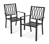 Avestar Chaises de Terrasse d'Extérieur, Lot de 2 avec Cadre en Fer à Finition Poudrée Noire, Chaises de Jardin pour Intérieur, Terrasse, Jardin ou Balcon, Noir