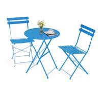 Avestar Ensemble Bistro extérieur 3 pièces métal revêtu E, Pliable, Bleu | Portable, gain de place, Pour balcon, terrasse, jardin, Aucune installation requise