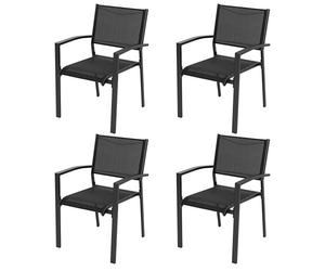 Avestar Ensemble de 4 Chaises de Jardin Extérieur en Textilène Respirant, Fauteuil, Chaises de Table de Jardin, Chaise Empilable pour Toutes Les Conditions Météorologiques, Noir