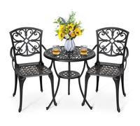Avestar Ensemble de Salon de Jardin 3 Pièces en Aluminium Coulé Avestar - Table avec Trou pour Parasol (Ø 4,5 cm)