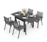 Avestar Ensemble Salle à Manger Jardin Alu 5 Pièces Extensible, Gris