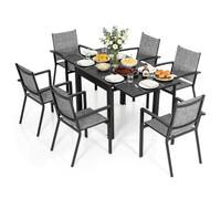 Avestar Ensemble Salle à Manger Jardin Alu 7 Pièces Extensible, Gris