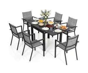 Avestar Ensemble Salle à Manger Jardin Alu 7 Pièces Extensible, Gris