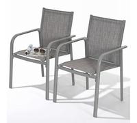 Avestar Lot de 2 Chaises de Jardin en Textilène, Aluminium, Gris Clair
