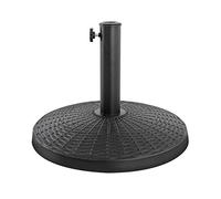 Avestar Pied de Parasol Rond Extérieur 9 kg, 44,5 cm, Noir | Support parasol lesté avec molette pour Ø 3,8-4,8 cm,Résine/béton résistant aux intempéries, Texture rotin