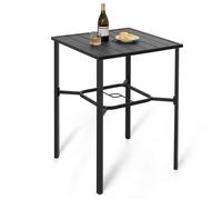 Avestar Table haute d'extérieur carrée 71 cm avec trou à parasol de 4,3 cm, pour terrasse, jardin, cour ou balcon, noir