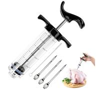 Avesteir 30ml avec 3 Aiguilles Inoxydable et 1 Brosse Seringue Alimentaire de Cuisine, Injecteur de Plastique Noir de Qualité Supérieure pour Dinde Bœuf Poulet Turquie Viande Rôtis Barbecue