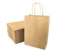 Avesteir 40 Pièces Sac 16 x 22 x 8 cm, Sac en Papier Kraft avec Poignée, Petit Sac Cadeau, Sachet Papier pour Shopping, Emballage, Vente au Détail, Mariage, Anniversaire, Noël 1.0 unité