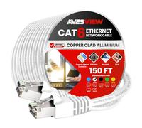 AvesView Câble Ethernet CAT 6 de 45,7 m, intérieur haut débit, 10 Gbit/s, long câble Ethernet CAT6 sans accroc pour Internet, routeur, modem, ordinateur, PlayStation, Xbox, caméra PoE, imprimante