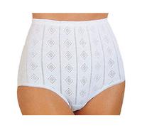 AVET - 23190 Lot de 6 culottes pour femme en coton classique ajouré, blanc, 60