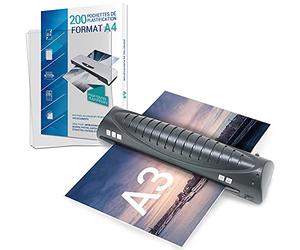 AVETIC Plastifieuse Pro A3 A4 A5 A6 jusqu’à 2 x125 microns Plastification Rapide pour le Bureau ou la Maison avec 200 pochettes A4 2x75 microns