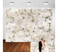 Avezano 2.1x1.5m Fond de Fleur Blanche pour la Photographie, Mariage Floral Mur Nuptiale Douche fête décoration Photographie Fond, Fond Rose Blanc Filles fête d'anniversaire Fond