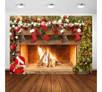 Avezano 2,5x1,8m Joyeux Noël Toile de Fond Arbre Chaussette Cadeau Famille fête décorations décors Bonne année noël cheminée Photographie Fond Photos bannière Studio décor Stand Accessoires