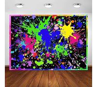 Avezano Toile de fond de fête fluorescente Let's Glow Graffiti Splatter Paint Slime Neon Party Photographie Fond phosphorescent Décorations de fête d'anniversaire Accessoires de photomaton (1,5 x 0,9