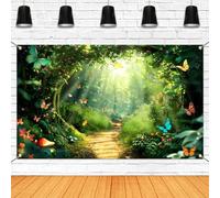 Avezano Toile de fond de forêt enchantée - Conte de fées - Printemps - Forêt magique - Bannière de fête - Décorations d'anniversaire pour enfants - 180 x 119 cm