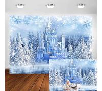 Avezano Toile de Fond de Noël hivernale avec Pendentif en Cristal de la Reine des neiges et du Monde de la Glace pour Studio Photo pour Enfants Princesse Conte de fées 2,4 x 1,8 m