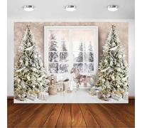 Avezano Toile de Fond d'hiver pour Photographie de Noël en Forme de forêt - Cadeaux pour Fille - Studio Photo - Joyeux Arbres de Noël pour Enfants - Décorations familiales - Cabine (1,5 x 0,9 m)