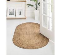 Avgari Creation Tapis ovale en jute naturelle tressé à la main pour salon, intérieur et extérieur, décoration d'intérieur, beige naturel