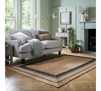 Avgari Creation Tapis rectangulaire en jute avec bordure noire pour salon, intérieur et extérieur, couloir, cuisine, salle à manger