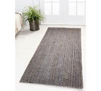Avgari Creation Tapis rectangulaire tressé à la main en jute - Gris teinté - 120 x 300 cm