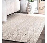 Avgari Creation Tapis rectangulaire tressé à la main en jute pour décoration d'intérieur (120 x 180 cm) - Blanc