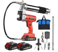 Avhrit Pompe à Graisse Électrique, 10 000 PSI, 5 oz/Min, Pompe à Graisse Batterie Comprenant 2 x 2000mAh Batteries, Tuyau de 39.4'' de Long, 3 Embouts Différents, pour équipements Lourds