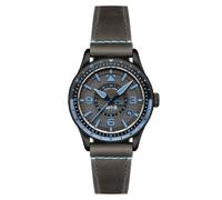 AVI-8 Flyboy Airmaster GMT Montre automatique avec bracelet en cuir pour homme 40 mm AV-4128, Caoutchouc noir.