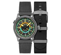 AVI-8 Flyboy Wingman Worldtimer GMT Montre automatique avec bracelet en cuir pour homme 41 mm, Gris tropical, Tropical