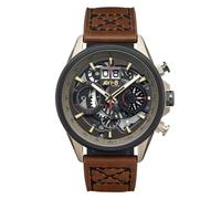AVI-8 Hawker Harrier Matador AV-4065 Montre chronographe à Quartz Japonais pour Homme avec Bracelet en Cuir véritable 45 mm, Marron, Moderne