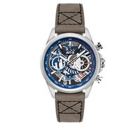 AVI-8 Hawker Harrier Matador Montre pilote à quartz japonais avec bracelet en cuir véritable pour homme 45 mm AV-4065/AV-4025, bleu ardoise, Sangle