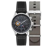 AVI-8 Hawker Hurricane Montre chronographe classique avec bracelet en cuir pour homme 43,5 mm AV-4011, Fibre de carbone Noir, Classique