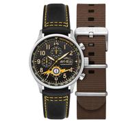 AVI-8 Hawker Hurricane Montre chronographe classique avec bracelet en cuir pour homme 43,5 mm AV-4011, Orange éclair