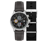 AVI-8 Hawker Hurricane Montre chronographe classique avec bracelet en cuir pour homme 43,5 mm AV-4011, Noir/gris
