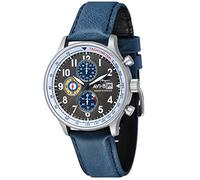 AVI-8 Hawker Hurricane Montre chronographe Classique avec Bracelet en Cuir pour Homme 43,5 mm AV-4011, Fanion Bleu, Chronographe